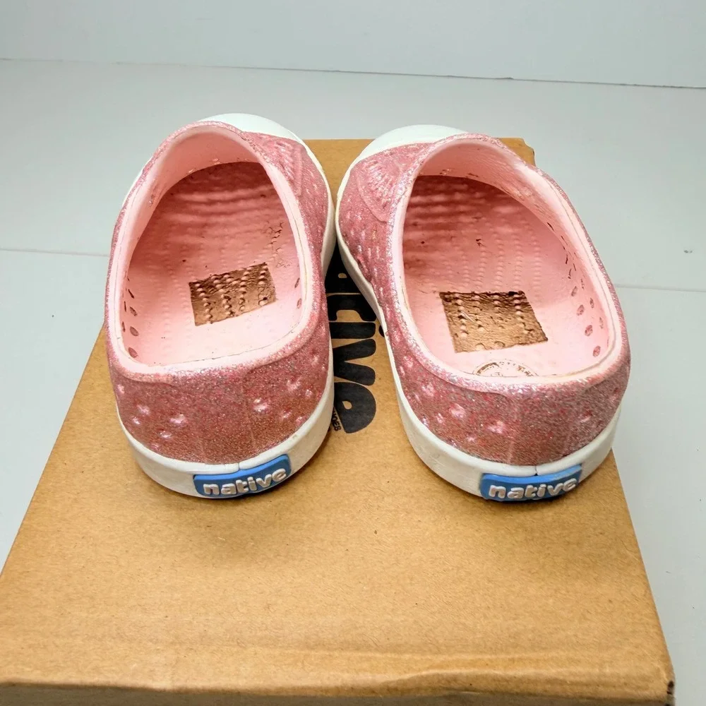 Native Jefferson Bling Girls C4 Milk Pink Bling Sparkle Slip On Shoes